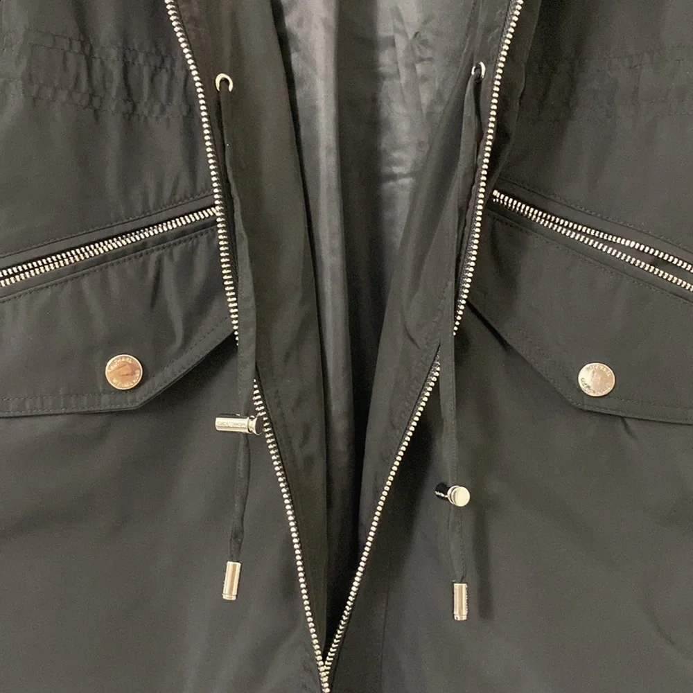 Michael Kors Black Anorak Zip Front Rain Jacket - Picture 12 of 16